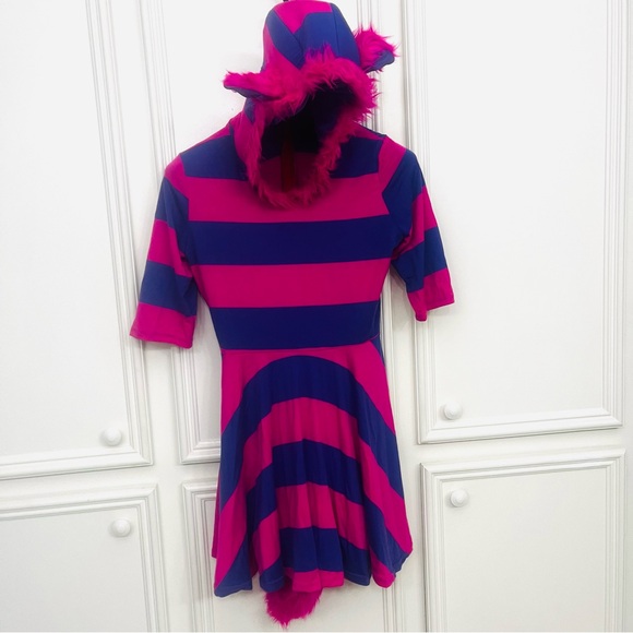 Cheshire Cat Women’s Medium Alice in Wonderland Cat Costume Pink & Purple Dress - Picture 3 of 12